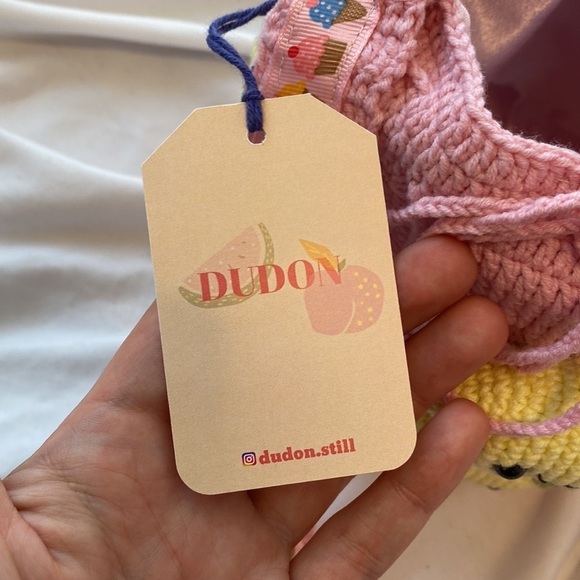 DudonStill Handmade Happy Lemons Pink Crochet Shoulder Bag - Picture 10 of 12